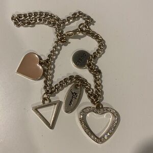 Guess Gold Tone Charm with Heart and Triangle Charms